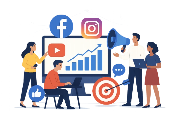 Social Media Marketing Services South Africa Social media marketing team creating campaigns for South African businesses